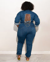 Denim Open Back Jumpsuit