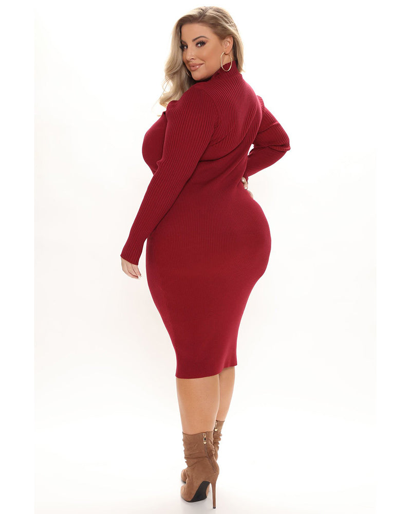 Plus Solid Cut Out Front Bodycon Dress