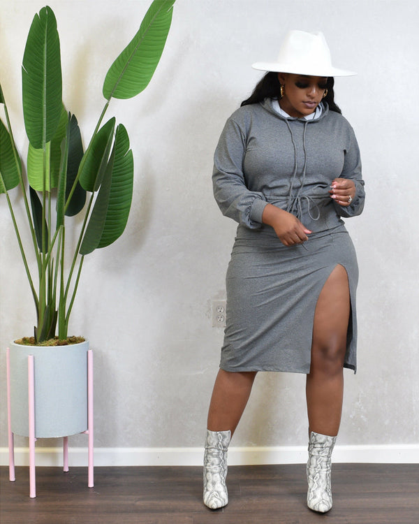 DRAWSTRING HOODIE DRESS