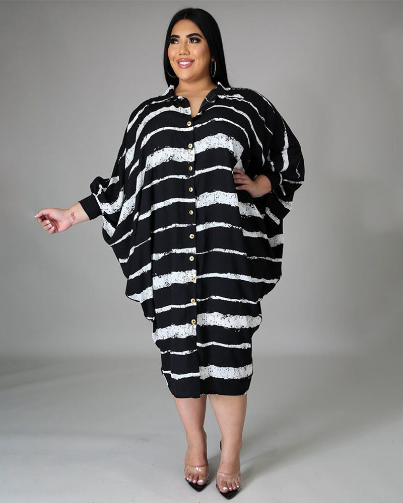 Simple striped plus size dress