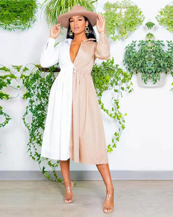 The Dual Vibes Two Toned Midi Dress