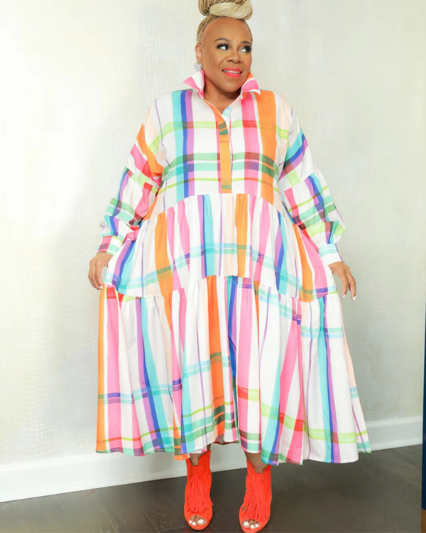 RAINBOW SMOCK SWING DRESS