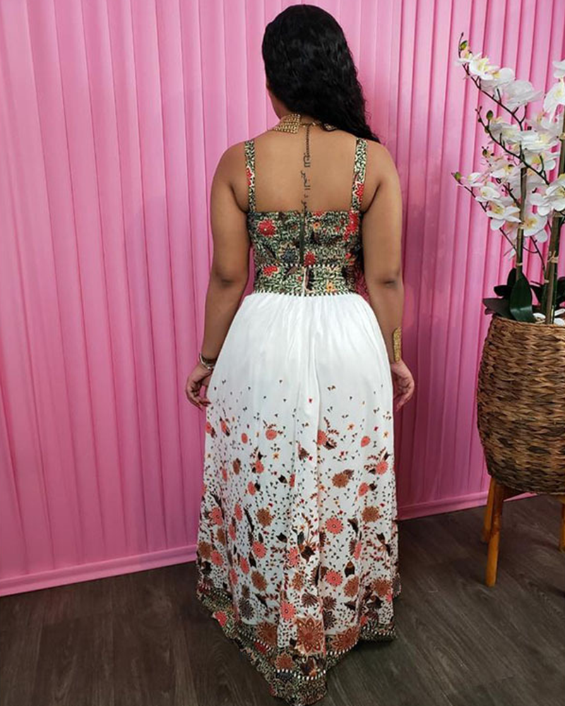 Tiffany Flower Print Maxi Skirt Set