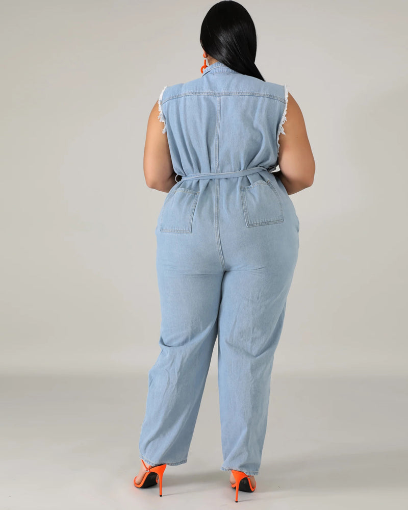 Baggy Denim Plus Jumpsuit