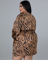 PLUS FAUX WRAP MINI DRESS (CHEETAH PRINT)