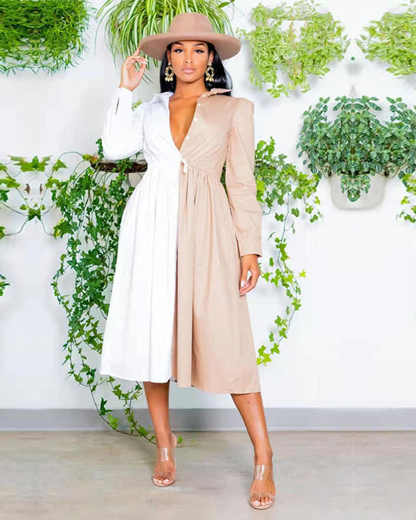 The Dual Vibes Two Toned Midi Dress