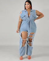 Baggy Denim Plus Jumpsuit