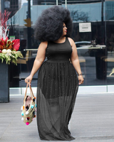 Net yarn plus size dress