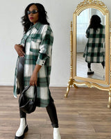 Plaid long shirt jacket