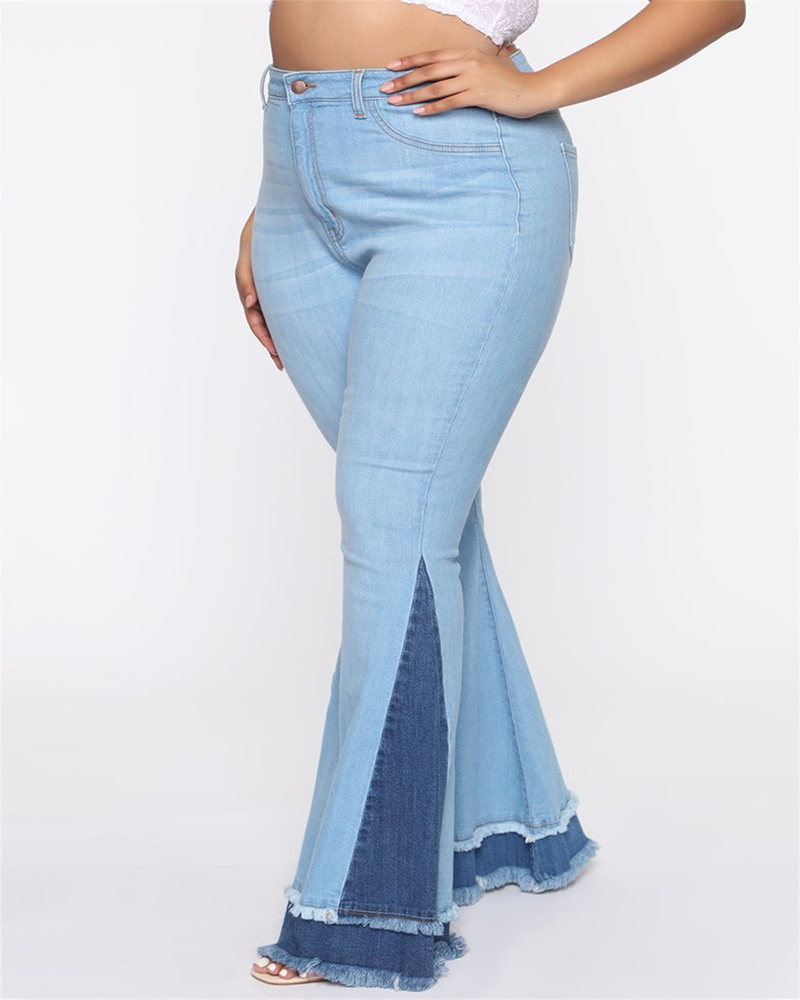 Two Tone Wide Leg Jeans