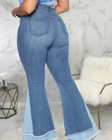 Two Tone Wide Leg Jeans