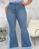 Two Tone Wide Leg Jeans