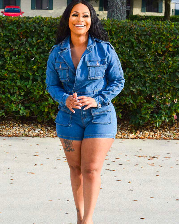 DENIM ON DENIM ROMPER