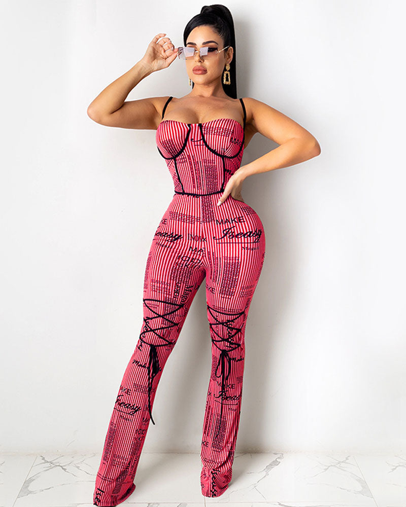 Printed Paper Jumpsuit