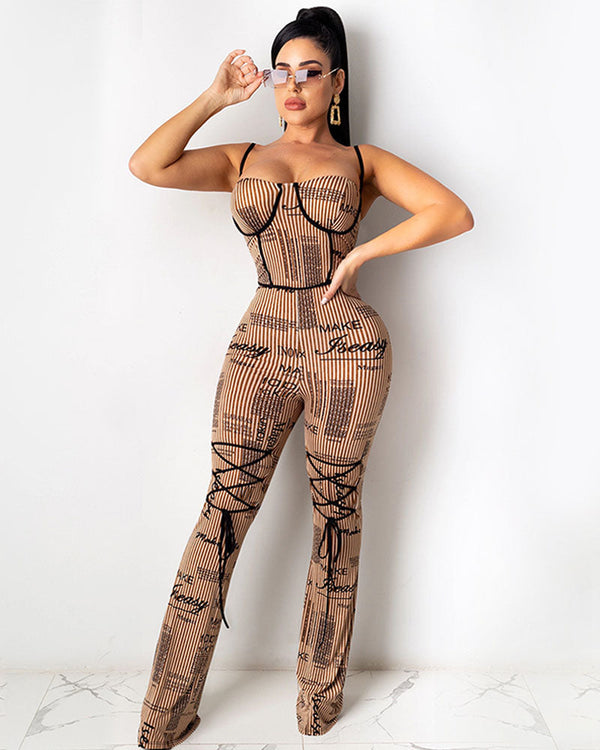 Printed Paper Jumpsuit