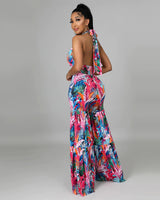 TROPICAL HALTER JUMPSUIT