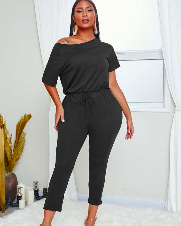 OFF SHOULDER KNIT JUMPSUIT